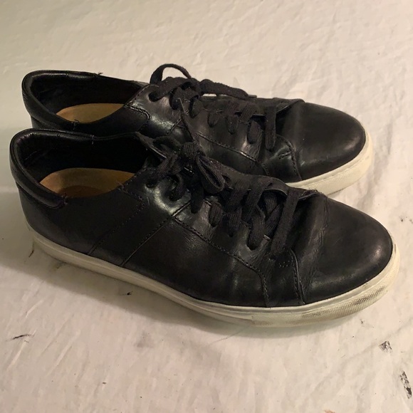 Trask black leather lace up low top sneakers tennis shoes men's size 10 casual - Picture 2 of 9